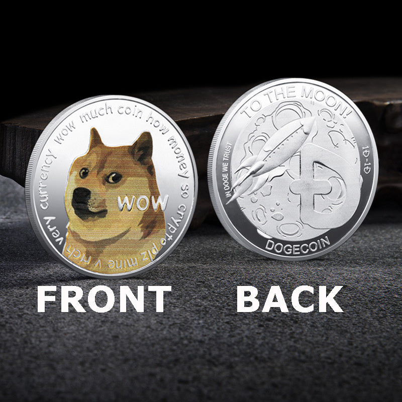 WOW Dogecoin To The Moon In Doge We Trust Gold Plated Commemorative Coins Cute Dog Pattern Printed Cllection Gifts