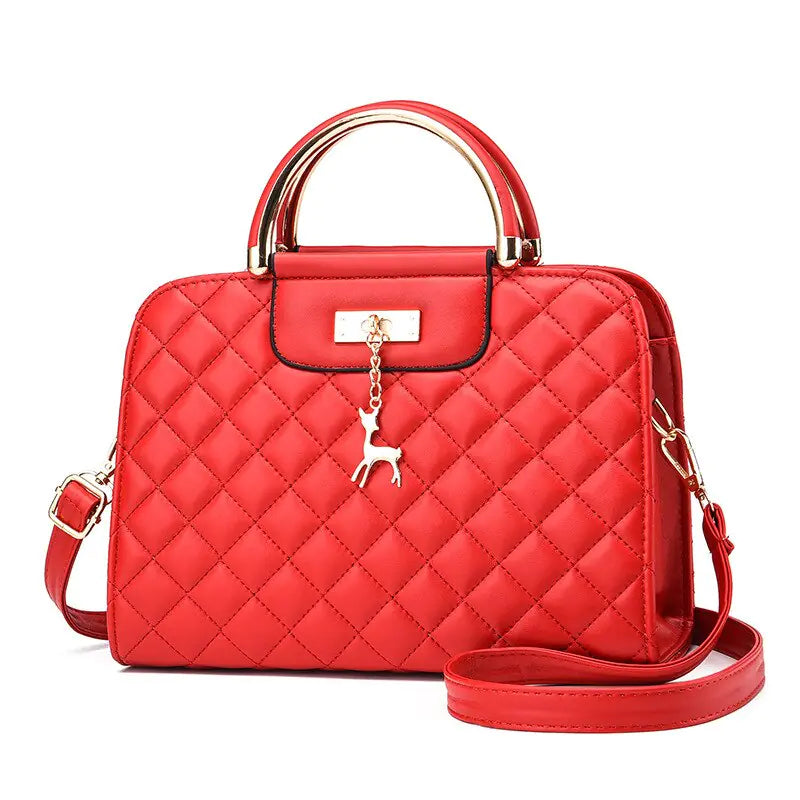 Chic Diamond-Patterned PU Handbag