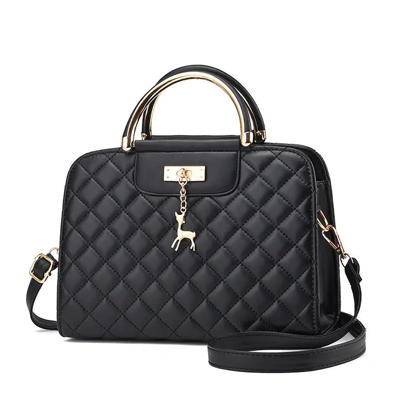 Chic Diamond-Patterned PU Handbag