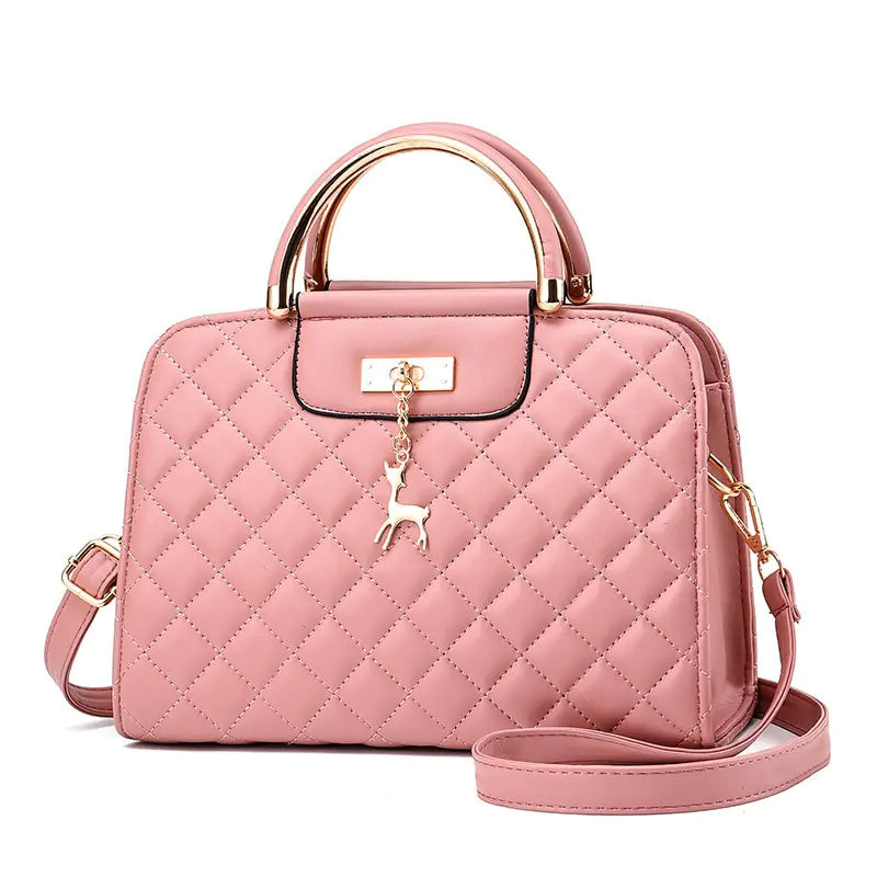 Chic Diamond-Patterned PU Handbag