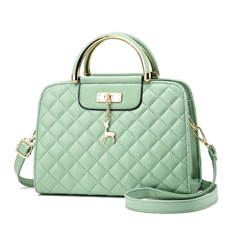 Chic Diamond-Patterned PU Handbag