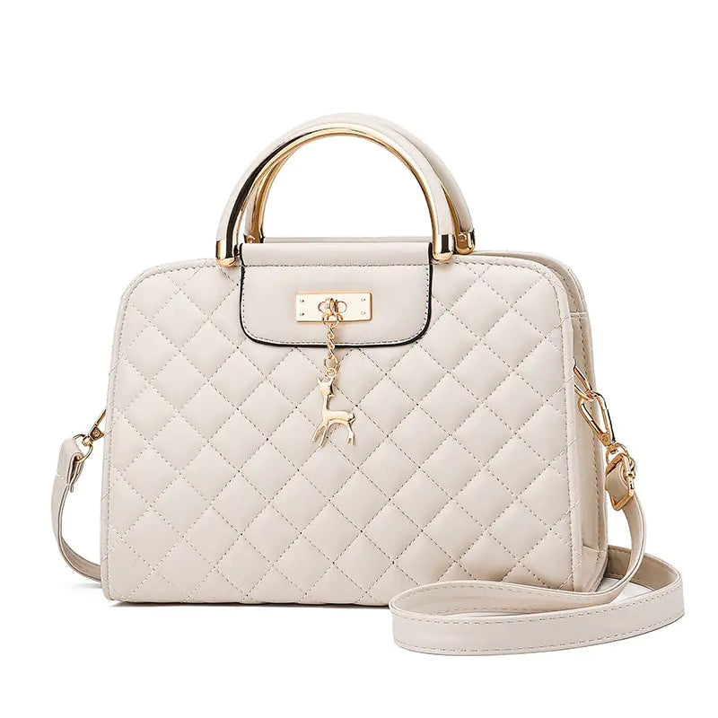 Chic Diamond-Patterned PU Handbag