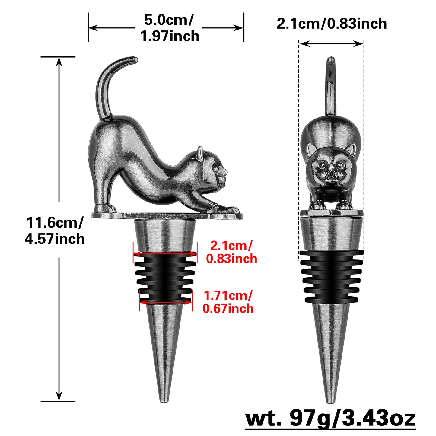 Elegant Upturned Cat Shaped Red Wine Stopper Set With Metallic Luster Bottle Stopper Gift Box, High-end Accessories For Wine Enthusiasts, A Must-have Set For Wine Collectors