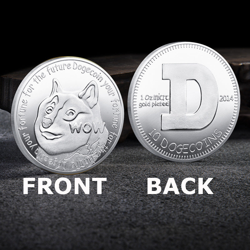 WOW Dogecoin To The Moon In Doge We Trust Gold Plated Commemorative Coins Cute Dog Pattern Printed Cllection Gifts