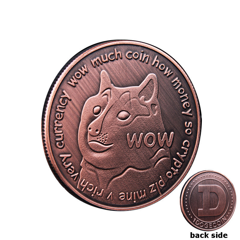 WOW Dogecoin To The Moon In Doge We Trust Gold Plated Commemorative Coins Cute Dog Pattern Printed Cllection Gifts