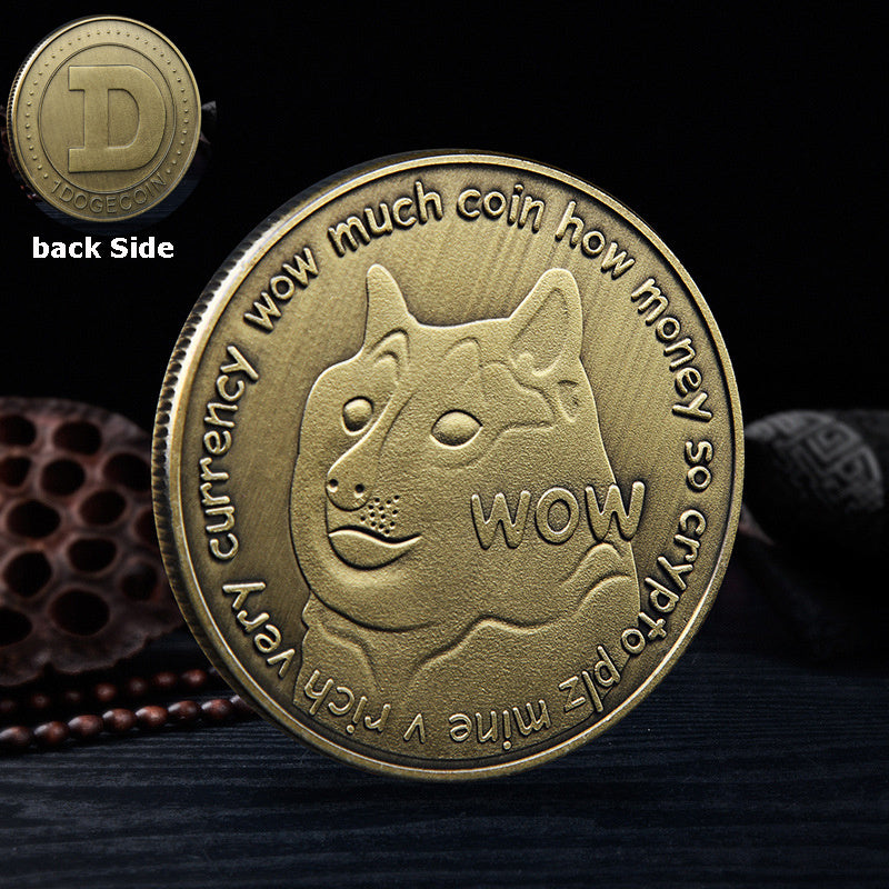 WOW Dogecoin To The Moon In Doge We Trust Gold Plated Commemorative Coins Cute Dog Pattern Printed Cllection Gifts