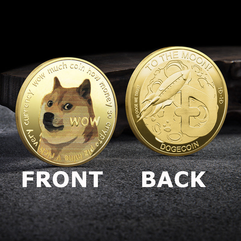WOW Dogecoin To The Moon In Doge We Trust Gold Plated Commemorative Coins Cute Dog Pattern Printed Cllection Gifts