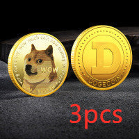 WOW Dogecoin To The Moon In Doge We Trust Gold Plated Commemorative Coins Cute Dog Pattern Printed Cllection Gifts