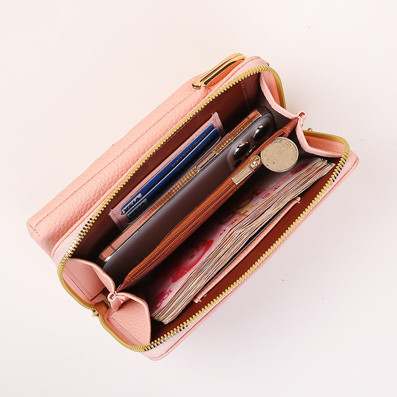 Flower Embroidery Phone Bag With Lock Buckle Crossbody Bags