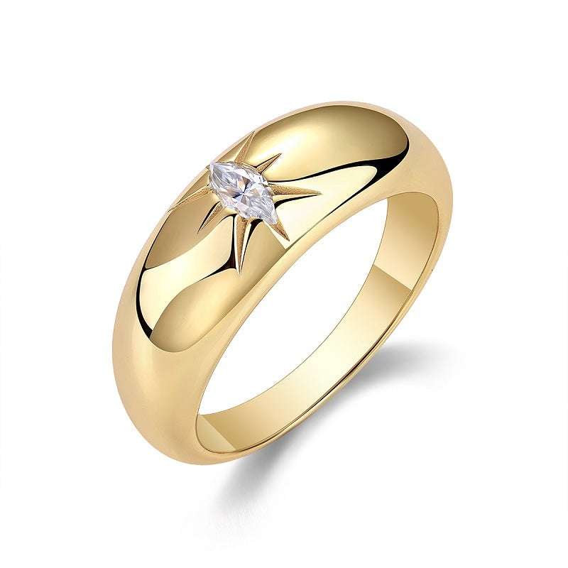 Eight-prong Radiance - A Fashionable And Luxurious Jewelry Piece Set With Moissanite S925 Sterling Silver And Gold-plated Diamond