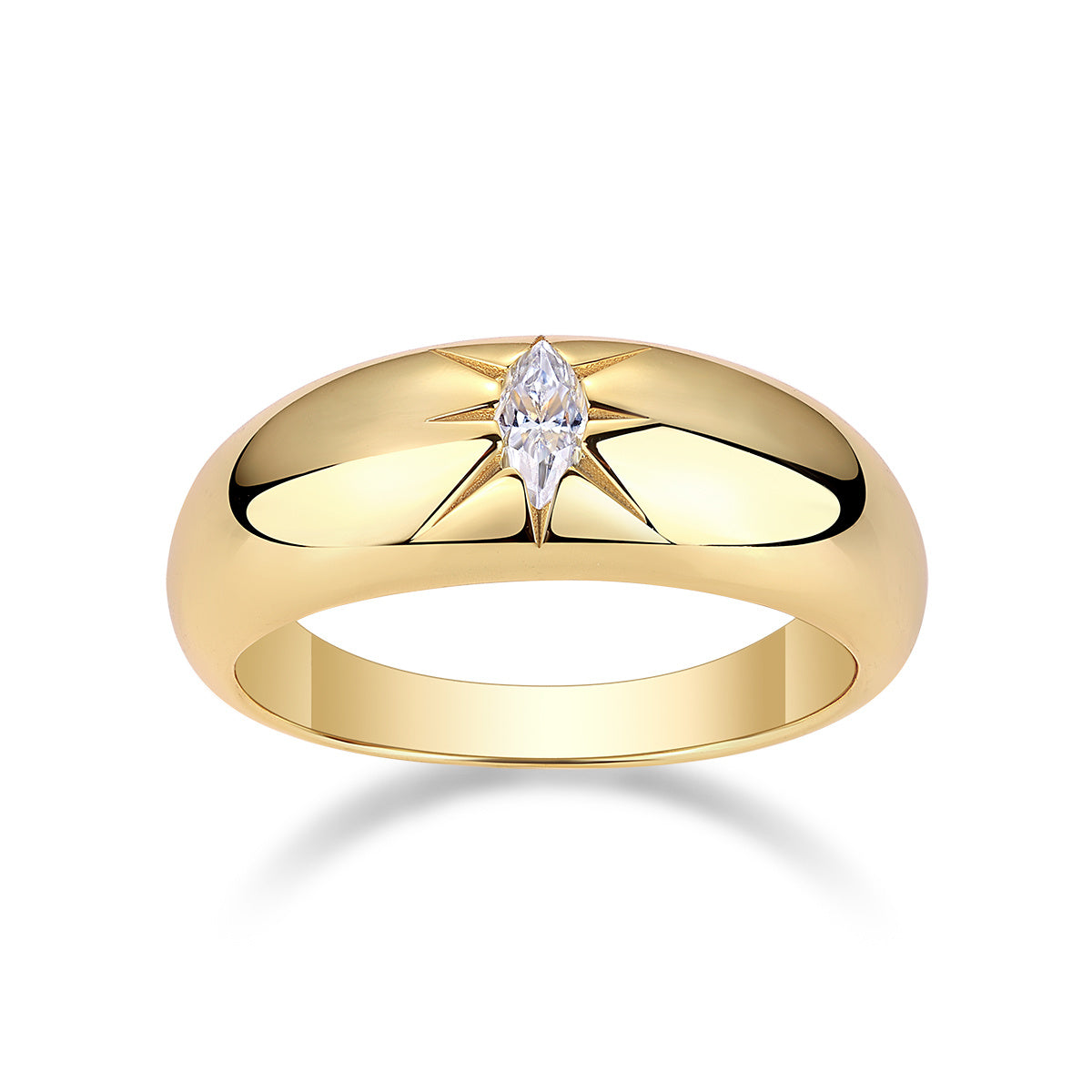 Eight-prong Radiance - A Fashionable And Luxurious Jewelry Piece Set With Moissanite S925 Sterling Silver And Gold-plated Diamond