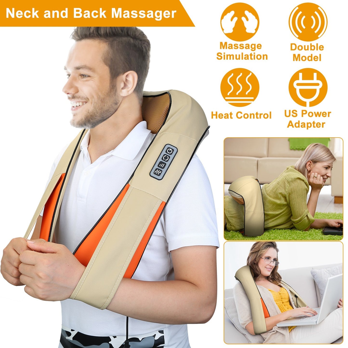 1Pc Neck Shoulder Massager Electric Back Massage Cape With Heat Deep Tissue 3D Kneading Massage Neck Waist Shiatsu Massager Pillow For Muscles Pain Relief Relax In Car Office And Home