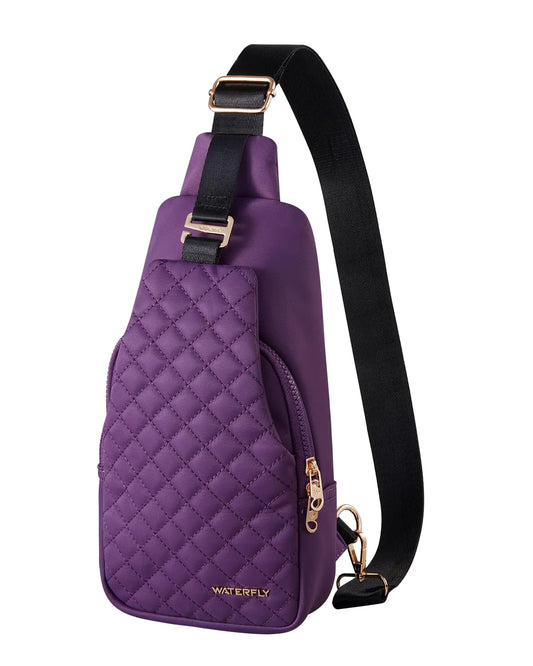 WATERFLY Small Crossbody Sling Backpack: Fashion Chest Crossbody Bag for Women Men Anti Theft Stylish Casual Daypack Trendy Travel Bags Purple