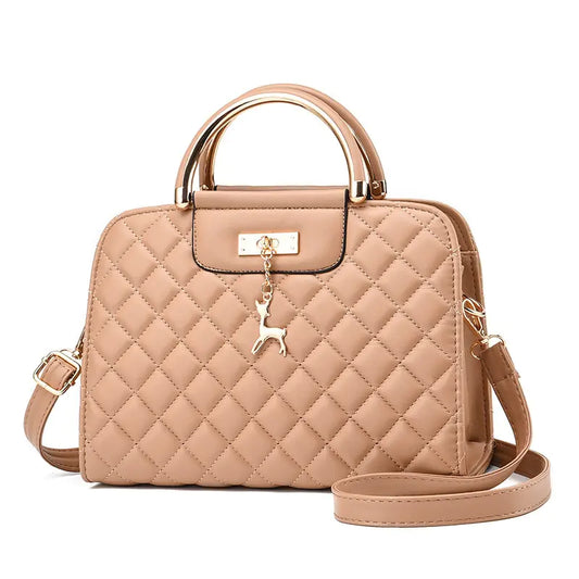 Chic Diamond-Patterned PU Handbag