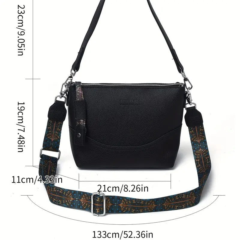 Women's Elegant Ethnic Embroidery Shoulder Strap Bag - Large Capacity Crossbody Bag With Zipper Closure, 3D Ergonomic Design, Suitable For Commuting, Travel, Daily Use, Multi-color Optional, Durable P