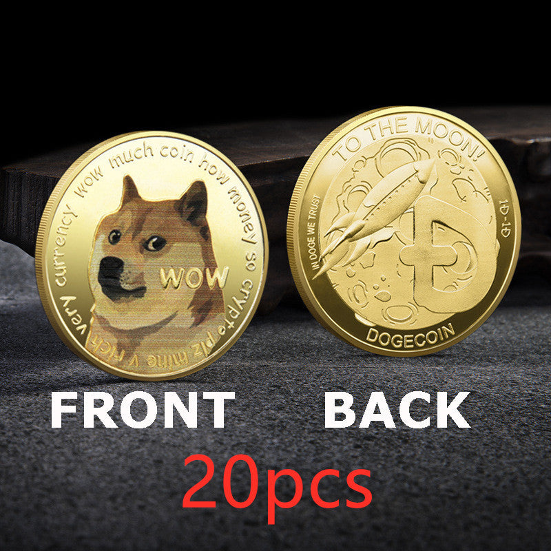 WOW Dogecoin To The Moon In Doge We Trust Gold Plated Commemorative Coins Cute Dog Pattern Printed Cllection Gifts